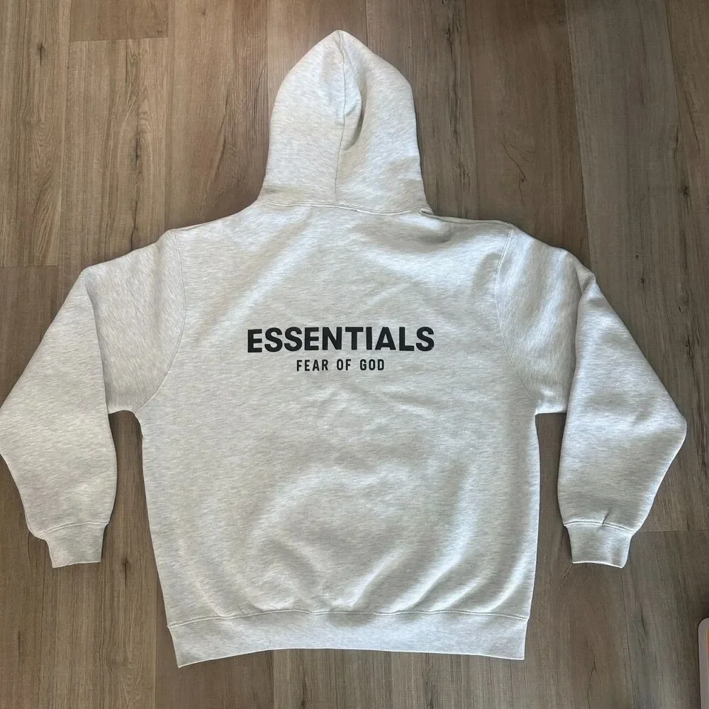 Fear of God Essentials Light Oatmeal Pullover Hoodie Size Medium Preloved